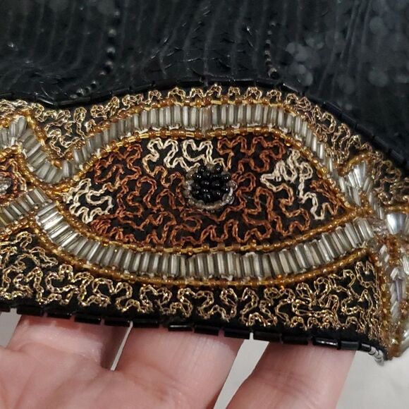 Vintage Sequin & Embroidered Silk Top with Dolman Sleeves by Justine Todd Size M - Picture 9 of 13